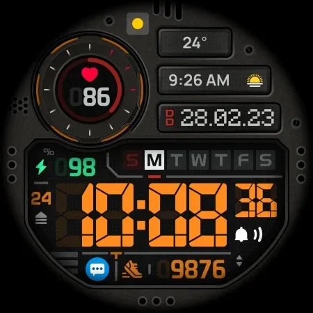 SH101 Watch Face, WearOS watch screenshot 15
