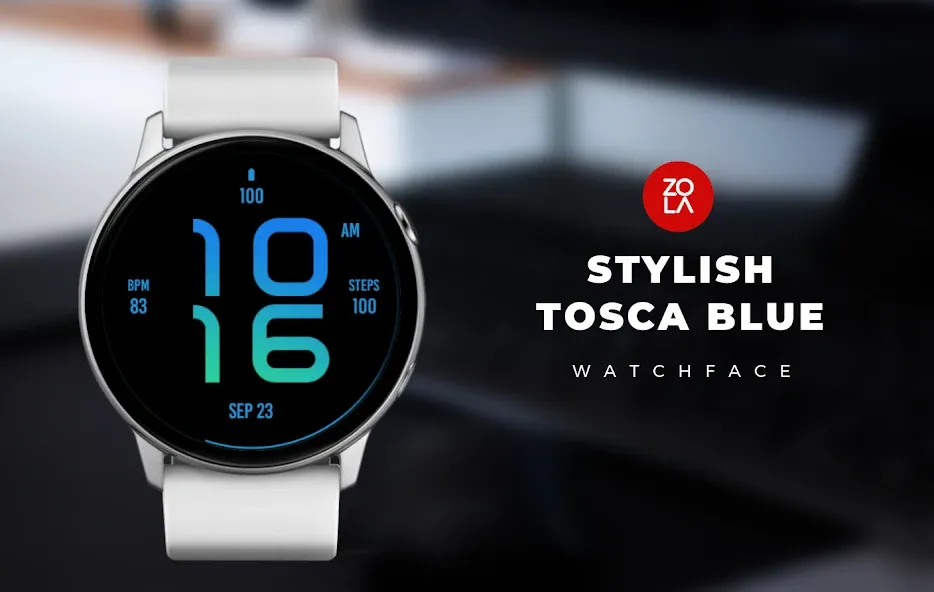 Stylish Tosca Blue Watch Face screenshot 1