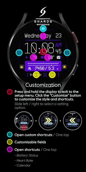 SH094 Watch Face, WearOS watch screenshot 7
