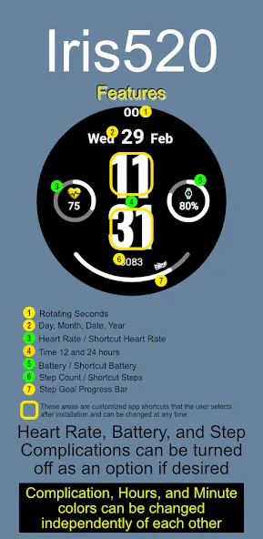 Iris520 Digital Watch Face screenshot 2
