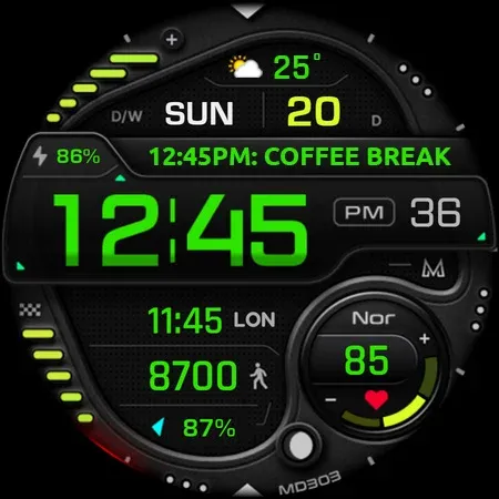 MD303 Digital watch face screenshot 15