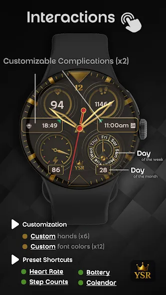 YSR01 Golden Analog Watch Face screenshot 5