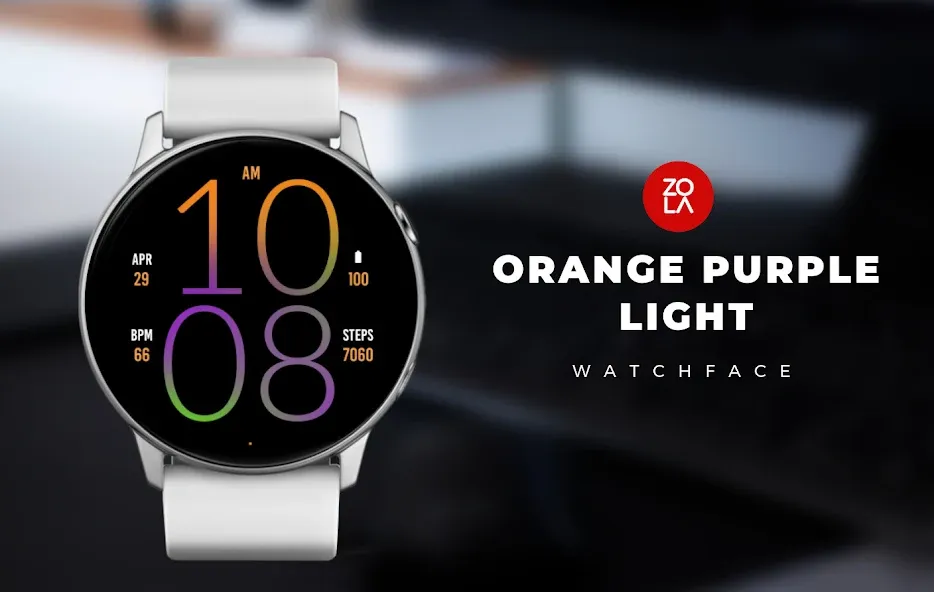 Orange Purple Light Watch Face screenshot 1