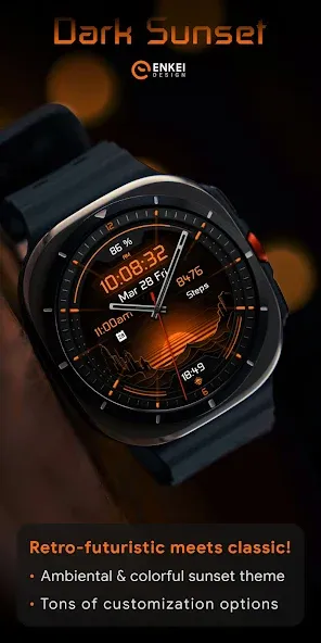Dark Sunset hybrid watch face screenshot 2
