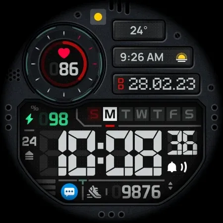 SH101 Watch Face, WearOS watch screenshot 14