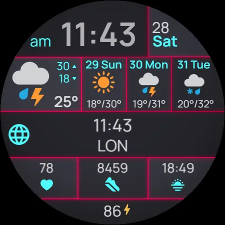 Digital watch face D30 screenshot 43