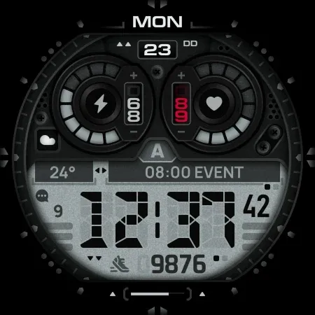 SH054 Watch Face, WearOS watch screenshot 10