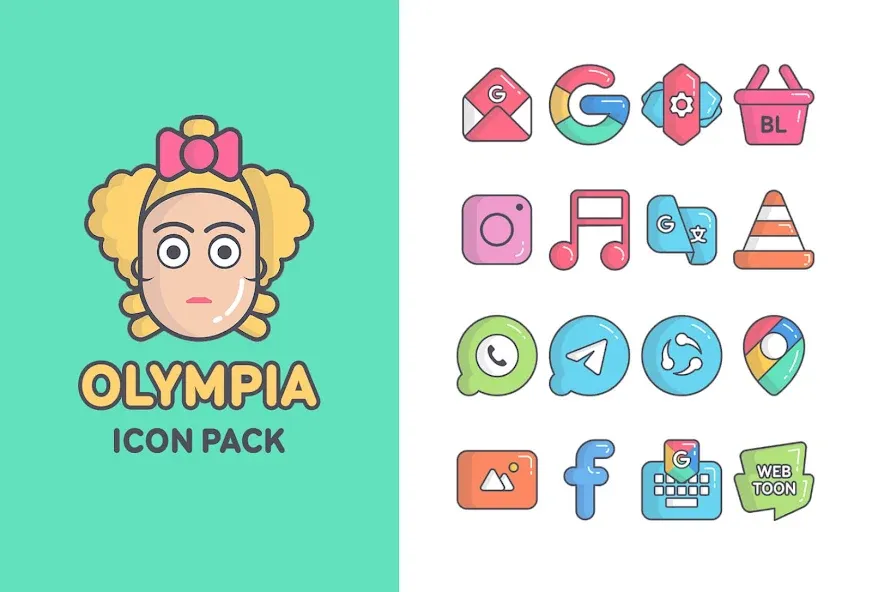 Olympia - Cartoon Icons Pack screenshot 12