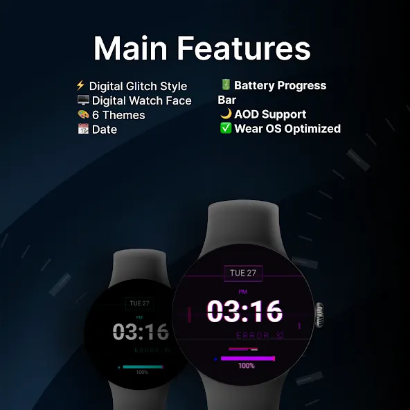 Digital Glitch - watch face screenshot 2