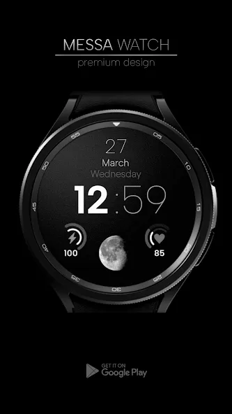 Minimal Watch Face Black Moon screenshot 3
