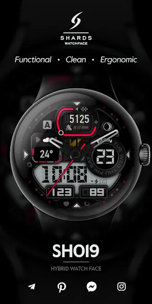 SH019 Watch Face, WearOS watch screenshot 1