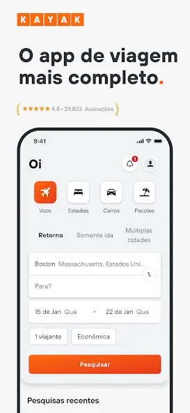 KAYAK: Voos, Hotéis e Carros screenshot 1