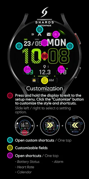 SH096 Watch Face, WearOS watch screenshot 6