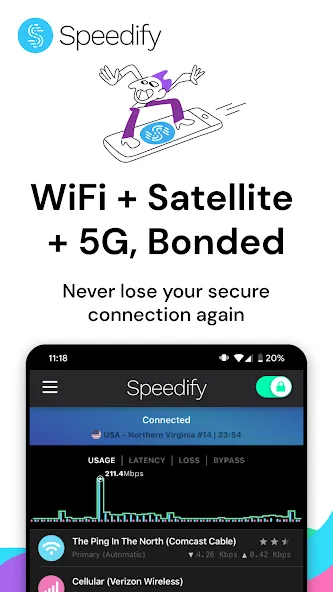 Speedify: Bond Satellite + 5G screenshot 1