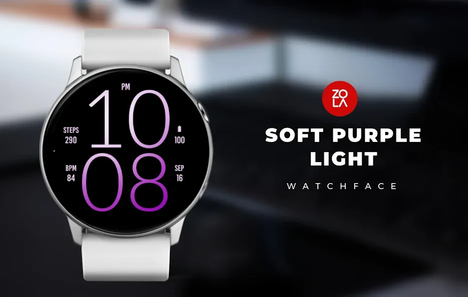 Soft Purple Light Watch Face screenshot 1