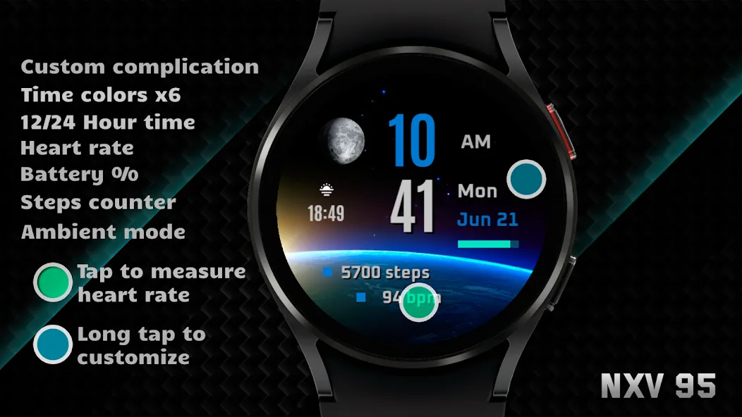 NXV95 Earth Digital Watch face screenshot 3