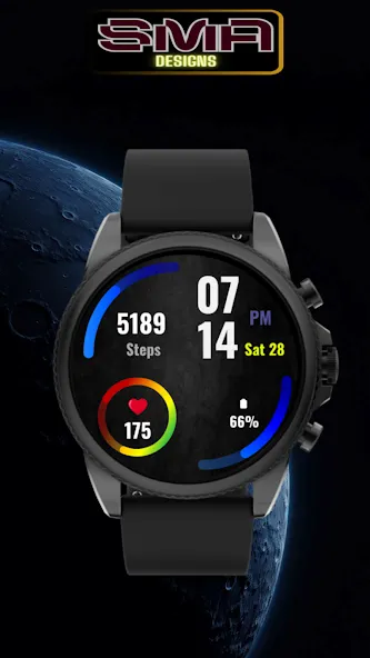 Dark Jet Black WatchFace SAM 1 screenshot 16