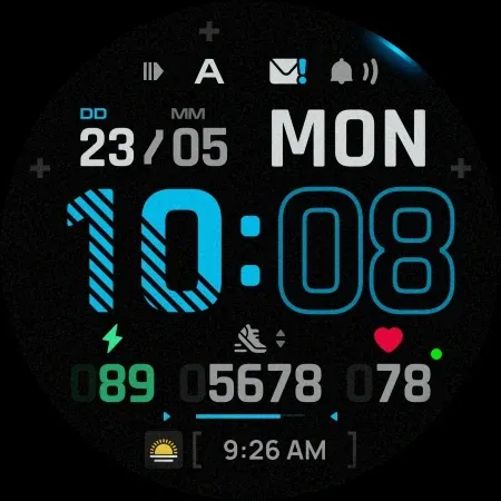 SH096 Watch Face, WearOS watch screenshot 10