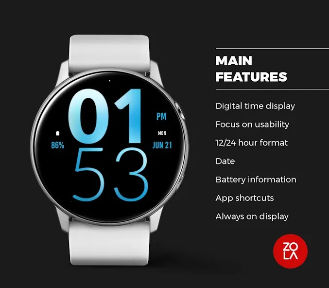 Blue Large Watch Face screenshot 2
