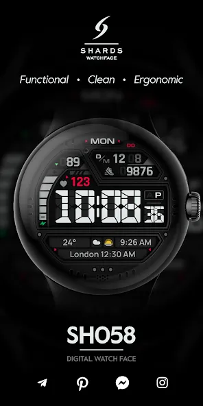 SH058 Watch Face, WearOS watch screenshot 1