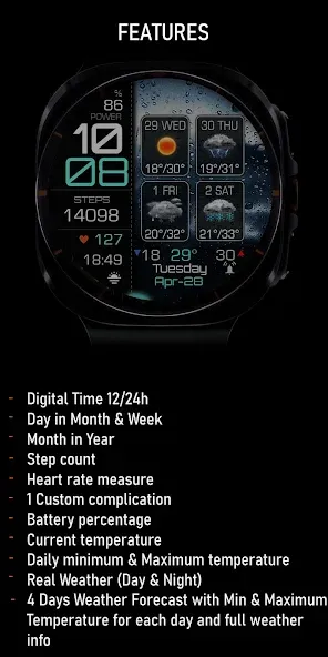 Weather 4 Days Digital Wear OS screenshot 7