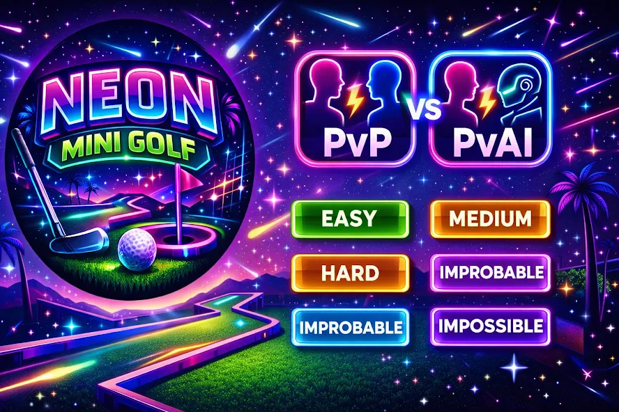 Neon Mini Golf Offline No Wifi screenshot 1