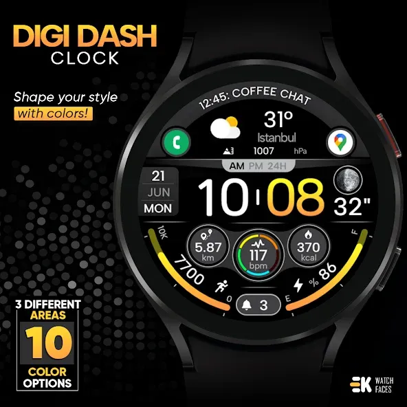 Digi Dash Clock - Watch Face screenshot 3