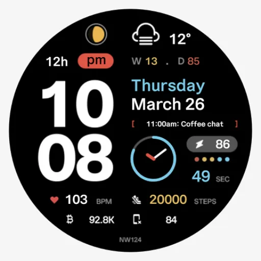NW124: Digital watch face screenshot 9