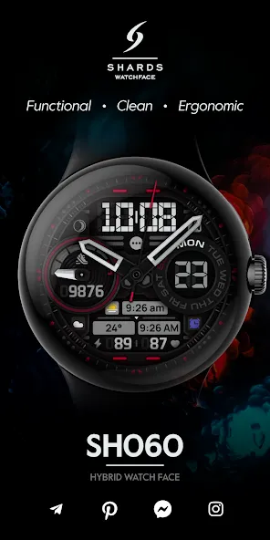 SH060 Watch Face, WearOS watch screenshot 1