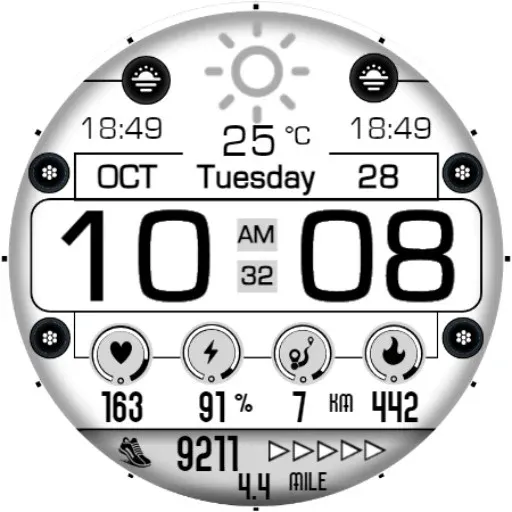 Bright White Digital Face EC68 screenshot 16