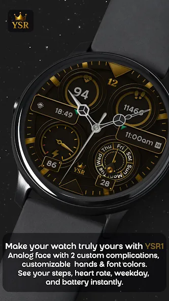 YSR01 Golden Analog Watch Face screenshot 2