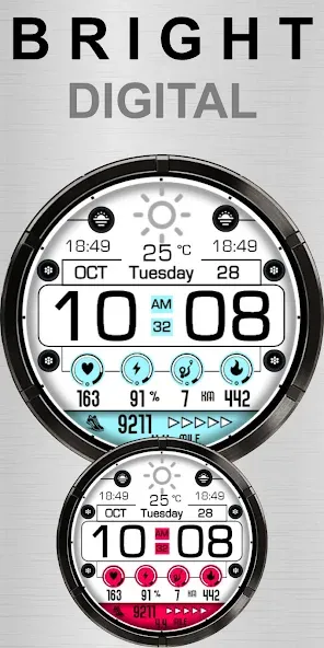 Bright White Digital Face EC68 screenshot 1