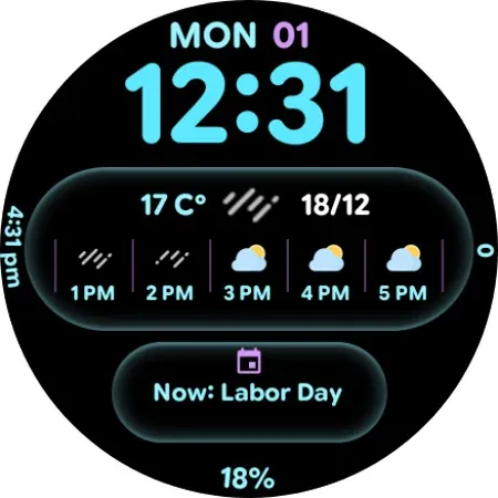 Glass Weather 2 - Watch face screenshot 12