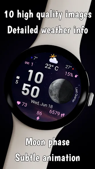 Moon & Weather watchface screenshot 2