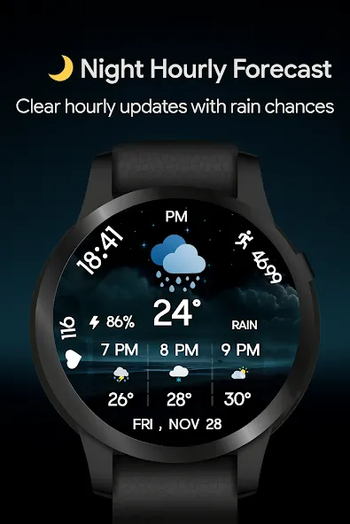 Hourly Weather for Wear OS screenshot 1