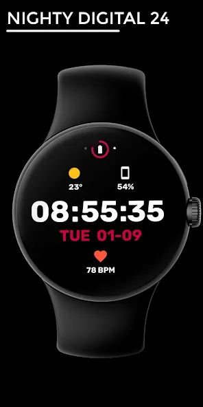 Nighty Digital 24 - watch face screenshot 1