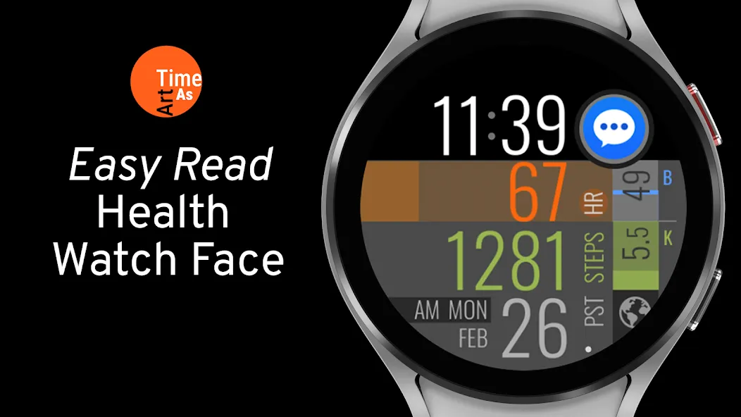 Easy Read Health Watch Face screenshot 1