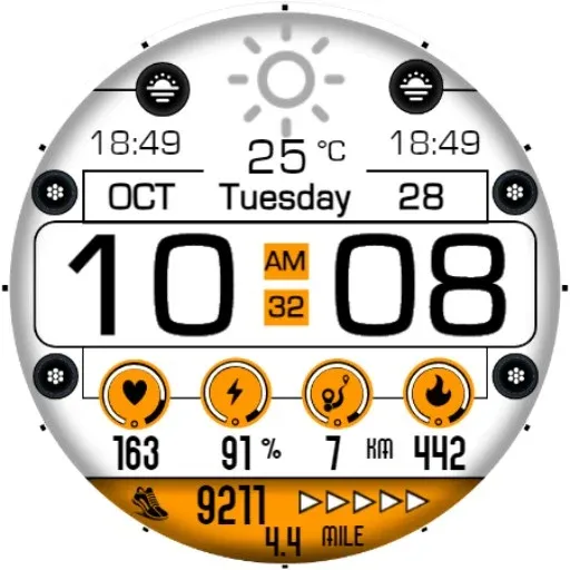 Bright White Digital Face EC68 screenshot 19
