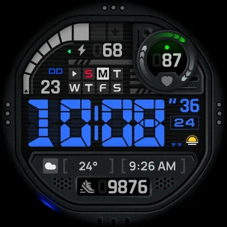 SH073 Watch Face, WearOS watch screenshot 12