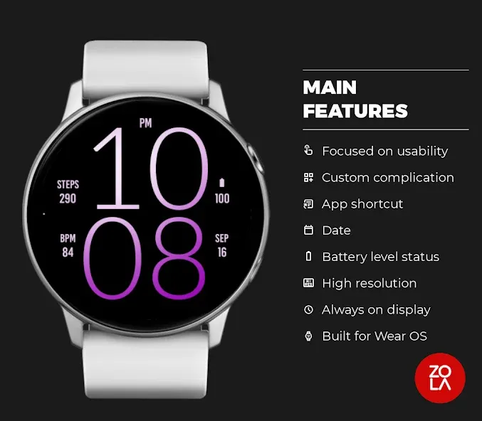 Soft Purple Light Watch Face screenshot 2