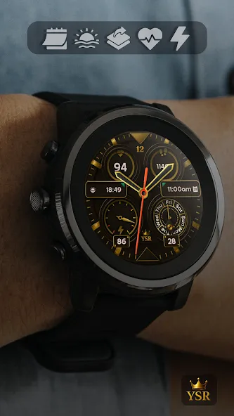 YSR01 Golden Analog Watch Face screenshot 6
