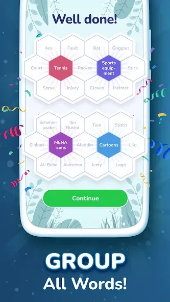 Hexa Words: Sort Associations screenshot 2