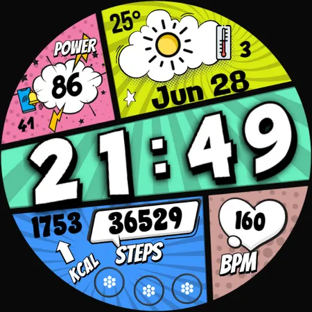 Comic Wooo Digital Watch Face screenshot 37