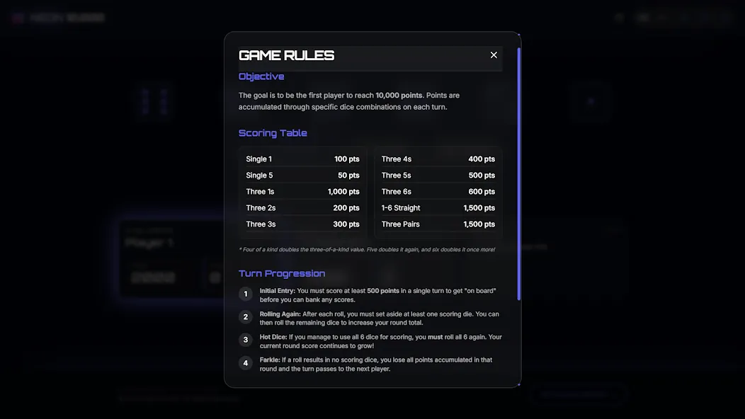 Offline 10000 Dice Neon Farkle screenshot 23
