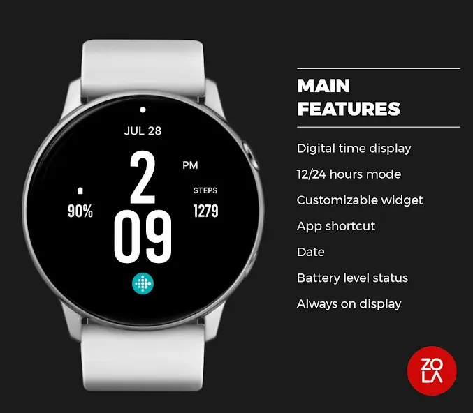Sporty Jet Black Watch Face screenshot 2