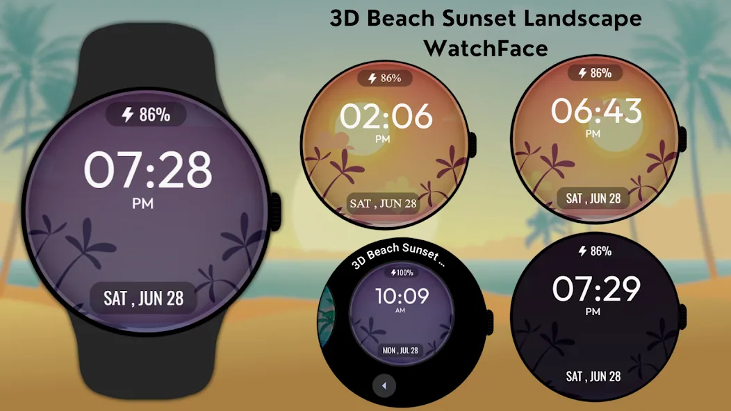 3D Beach Sunset LandscapeWatch screenshot 13
