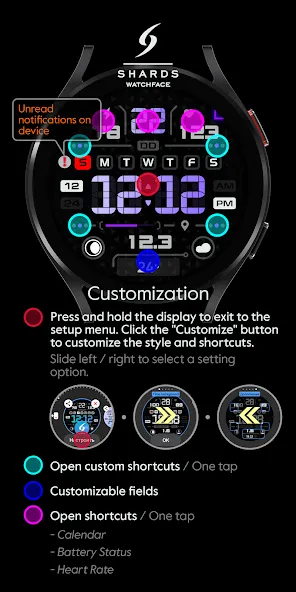 SH024 Watch Face, WearOS watch screenshot 6