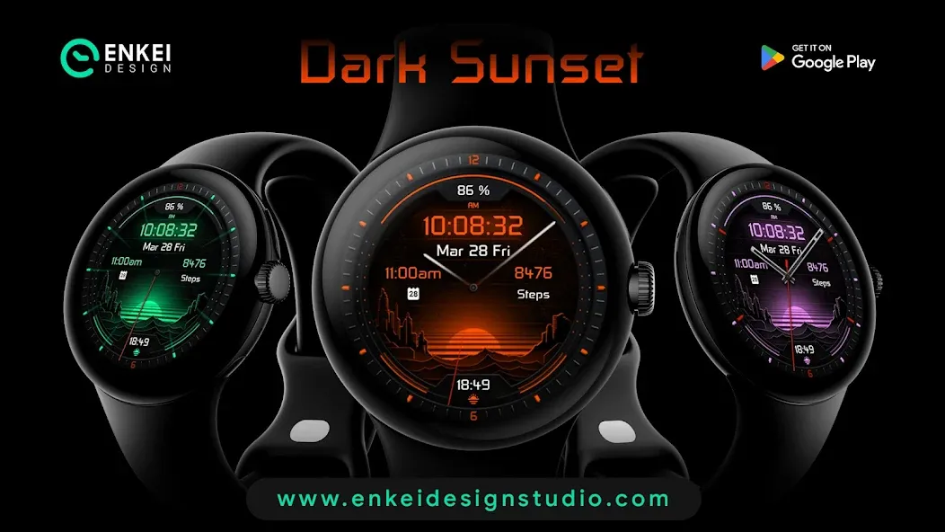 Dark Sunset hybrid watch face screenshot 7
