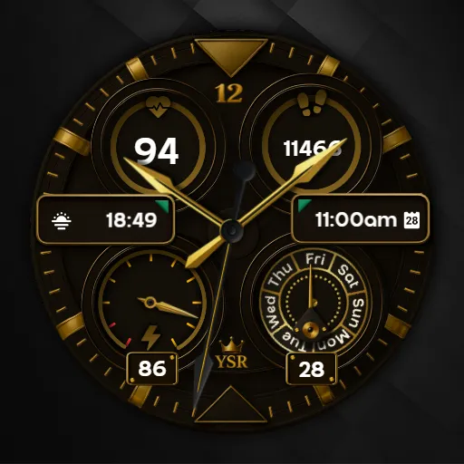 YSR01 Golden Analog Watch Face screenshot 11