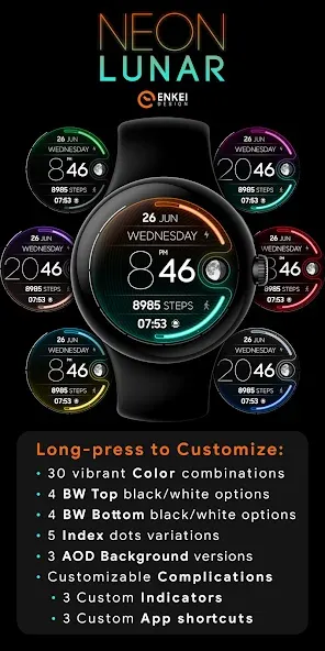 NEON Lunar - watch face screenshot 3
